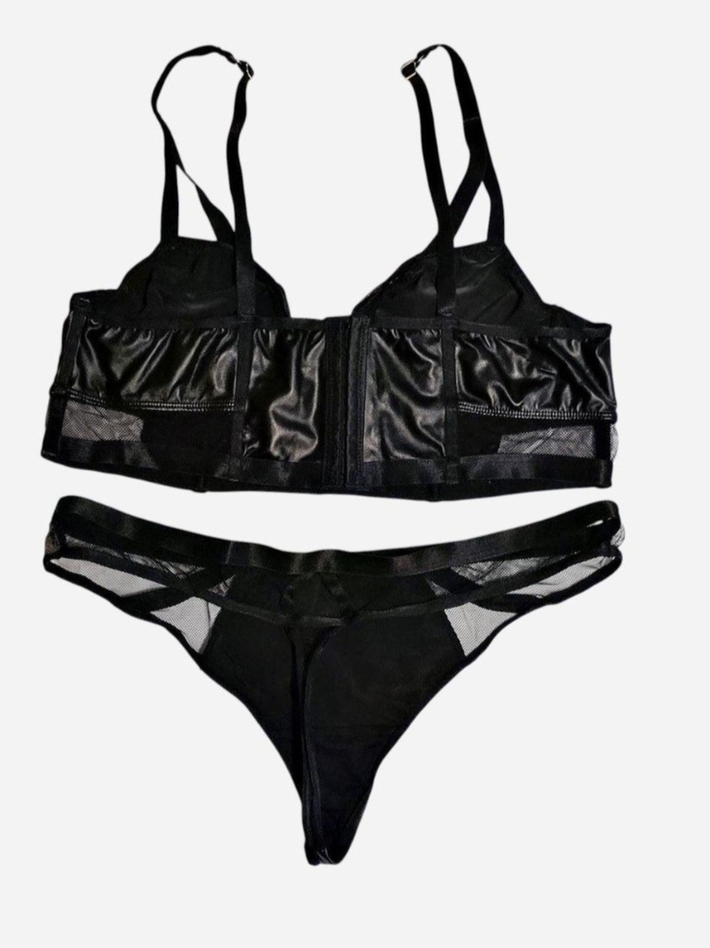 Torrid Faux Leather & Fishnet Bra & Panty Set Sexy Edgy Alternative - Picture 2 of 9